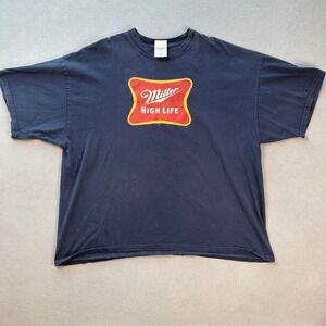 Miller High Life Beer T Shirt 3XL Navy Blue M&O Knits HeavyWeight Graphic Tee